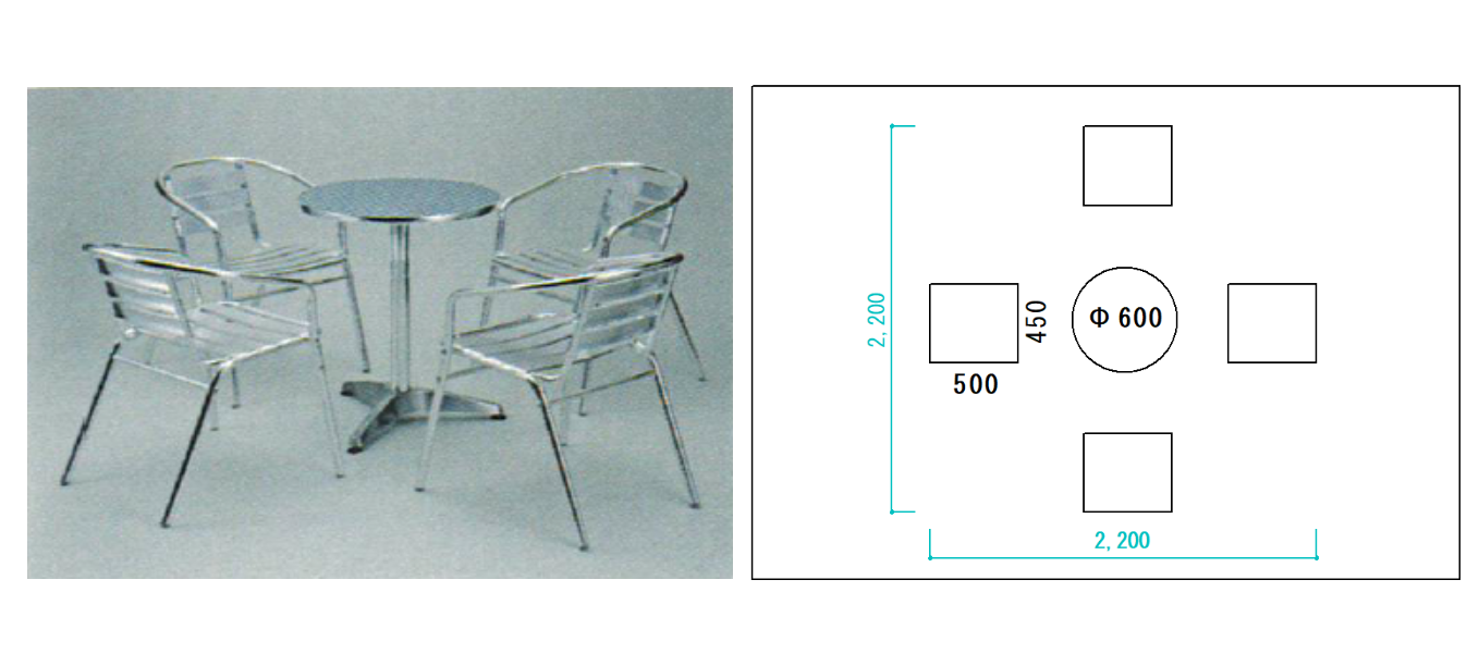 テラステーブル　Φ600×H730